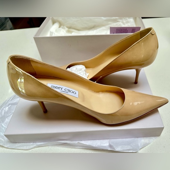 Jimmy Choo Shoes - Jimmy Choo Nude Patent Leather Heels